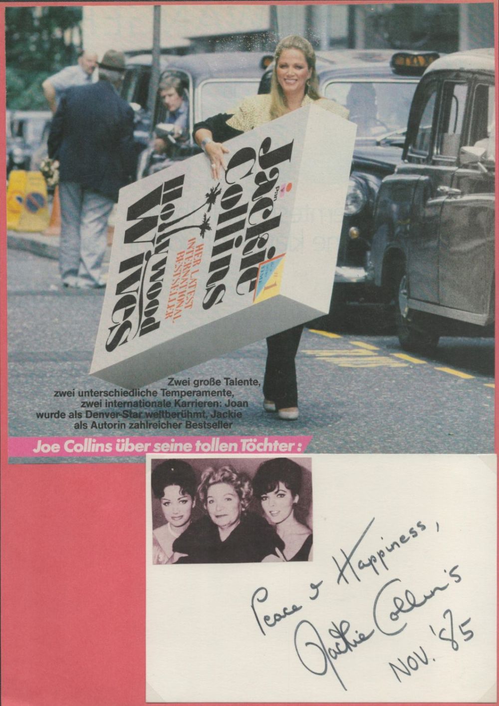 Lot 279: Jackie Collins OBE signed 6 x 4 inch...