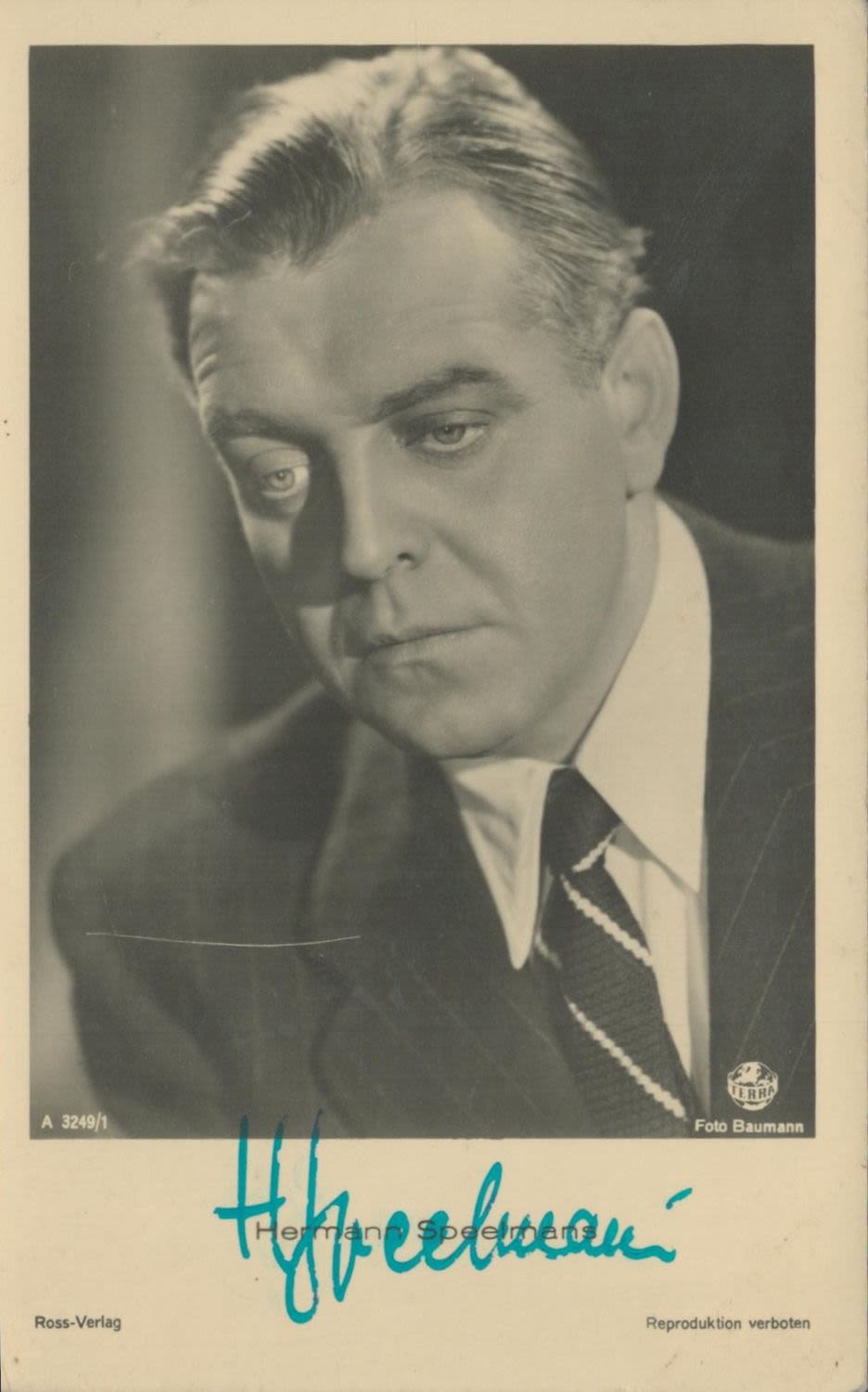 Lot 286: German Actor Hermann Speelmans signed 5.5 x 3.5...