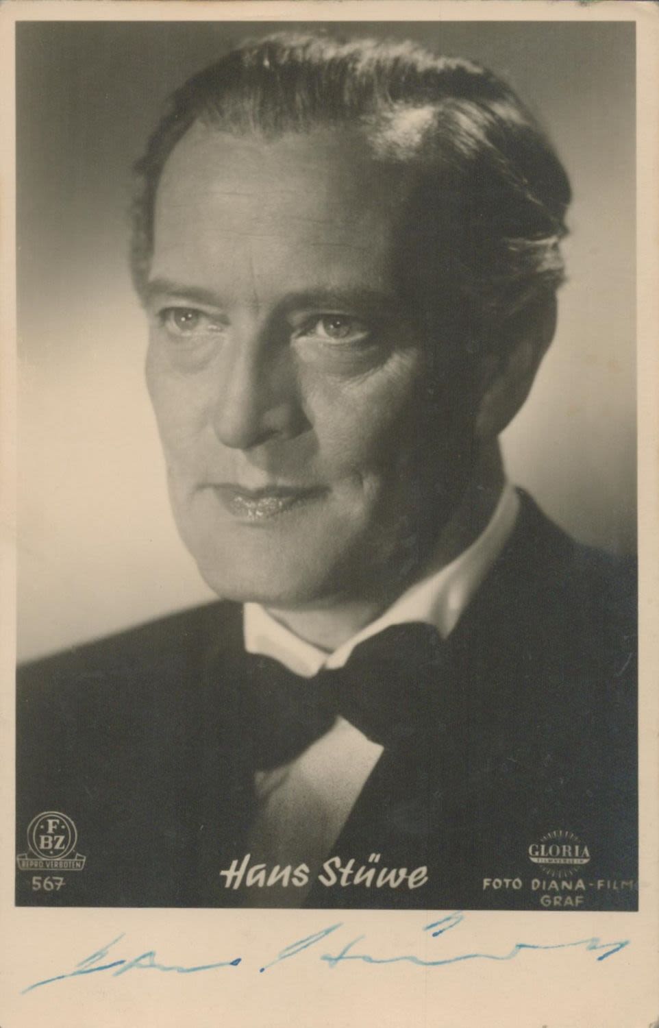 Lot 287: German Actor Hans Stuwe signed 5.5 x 3.5...