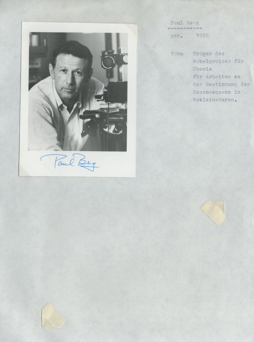 Lot 297: 1980 Nobel Peace Prize Winner Paul Berg (American...
