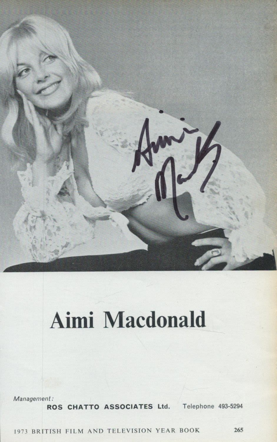 Lot 307: Aimi Macdonald Actress Signed Picture. Good condition. All...