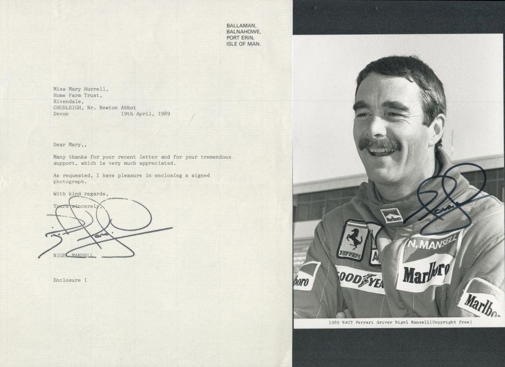 Lot 340: Nigel Mansell Formula One World Champion Signed Ferrari...