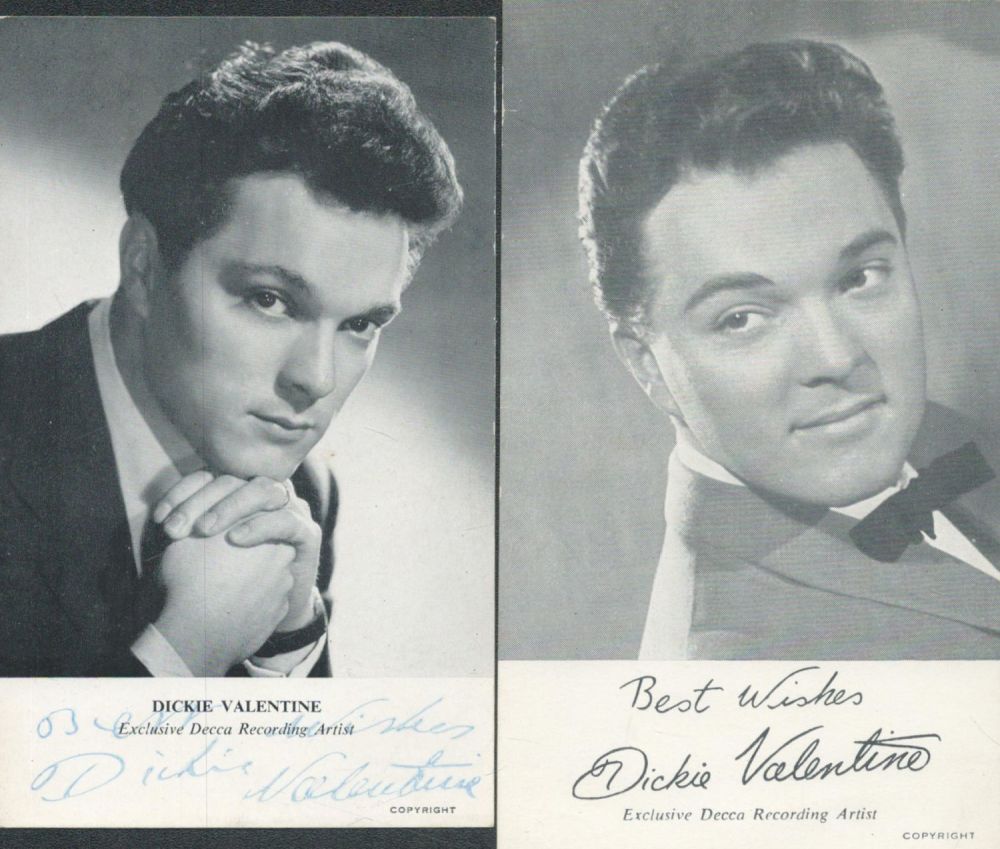 Lot 440: Music. Dickie Valentine signed 6 x 3.5 inch...