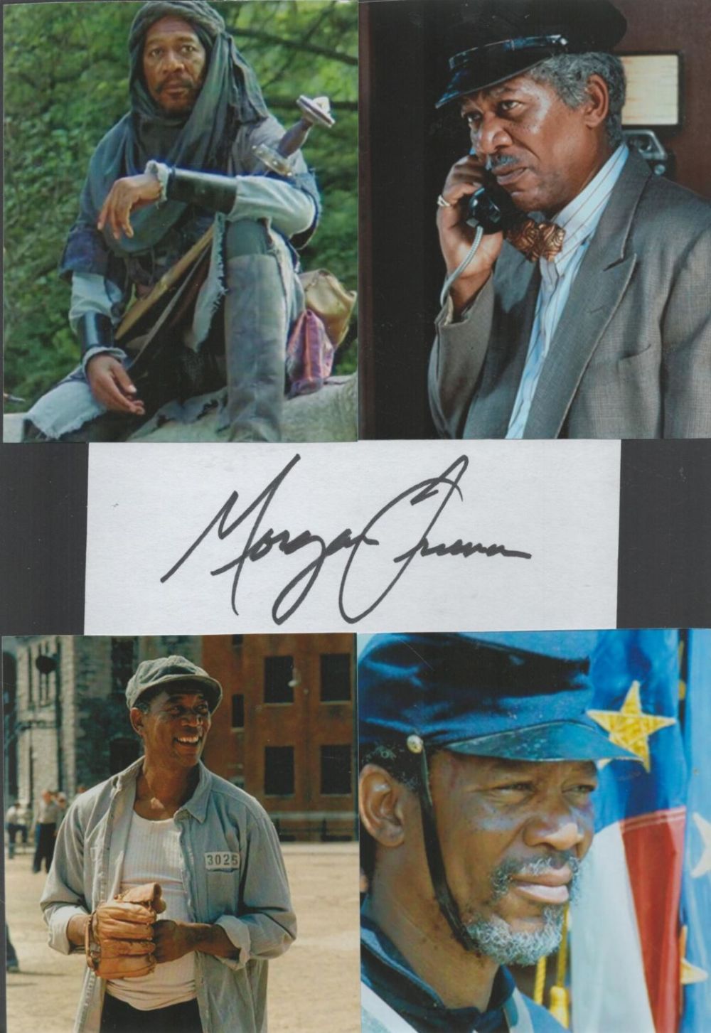 Lot 490: Morgan Freeman Signature include signed white card plus...
