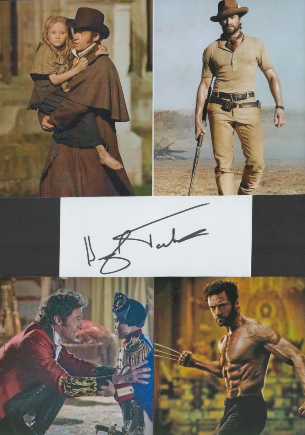 Lot 497: Hugh Jackman Signature include signed white card plus...