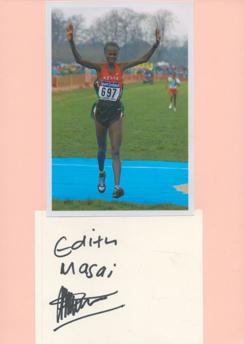 Lot 99: Athletics Edith Masai 8x6 inch signature piece includes...