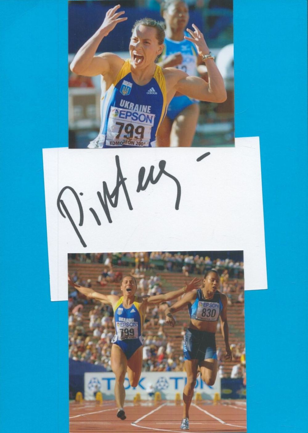 Lot 108: Athletics Zhanna Pintusevtich-Block 8x6 signature piece includes signed...
