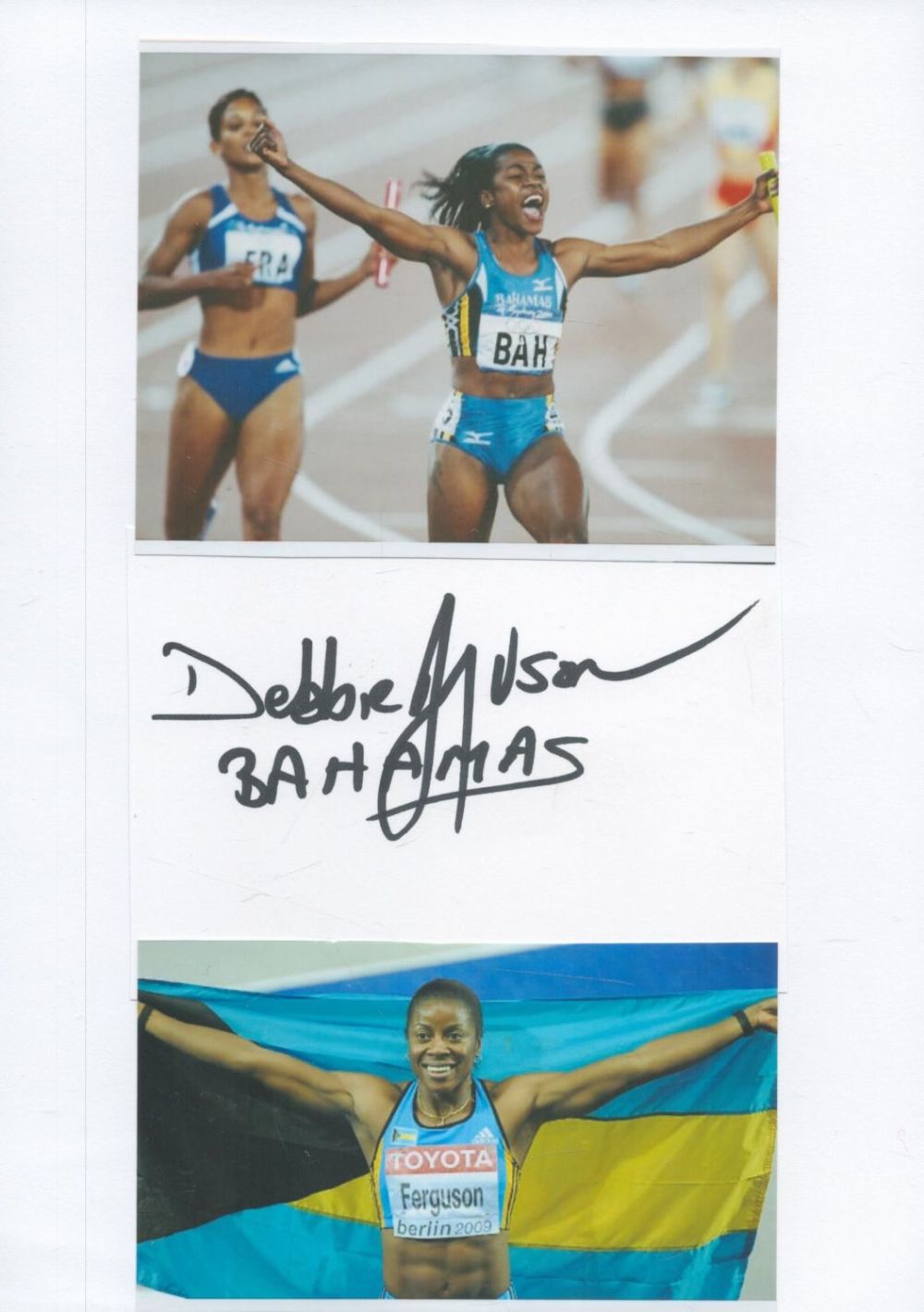 Lot 130: Athletics Debbie Ferguson-McKenzie signed 8x6 inch signature piece...