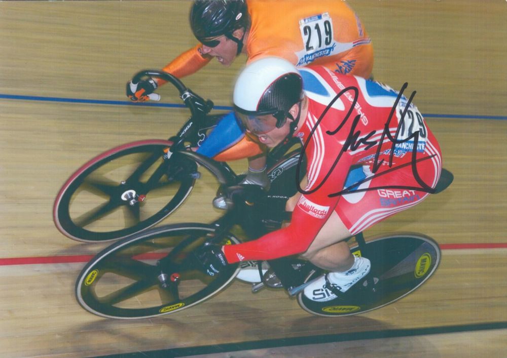 Lot 147: Cycling Chris Hoy signed 12x8 inch colour photo....