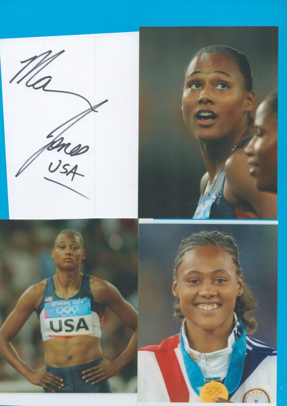 Lot 190: Athletics Marion Jones 12x8 inch signature piece includes...