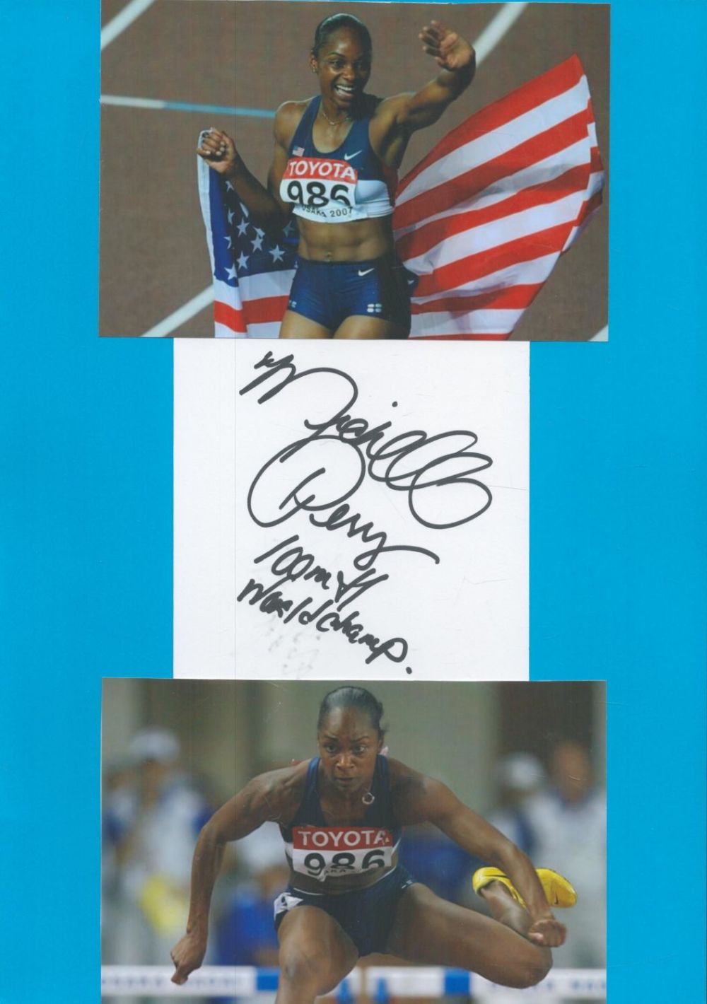 Lot 196: Athletics Michelle Perry 12x8 inch signature piece includes...