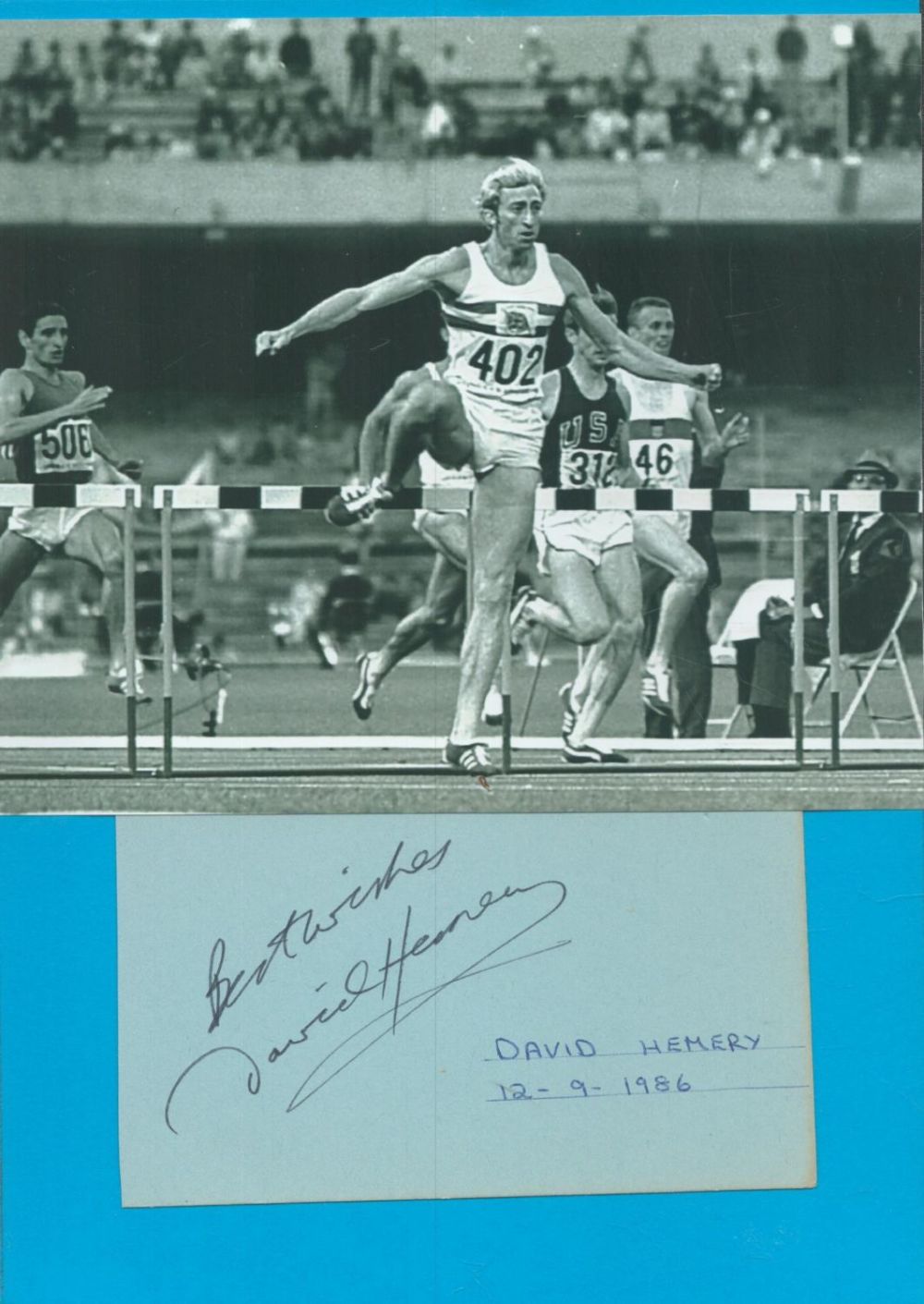 Lot 200: Athletics David Hemery 8x6 inch signature piece includes...