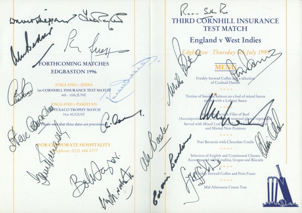 Lot 207: Cricket Legends multi signed 1996 England v West...