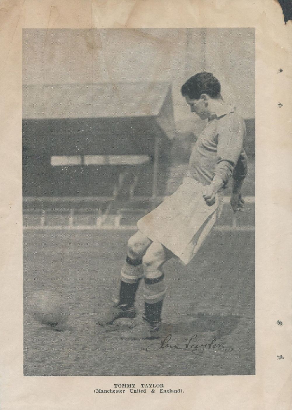 Lot 210: Football Busby Babe Tommy Taylor signed 9x7 inch...