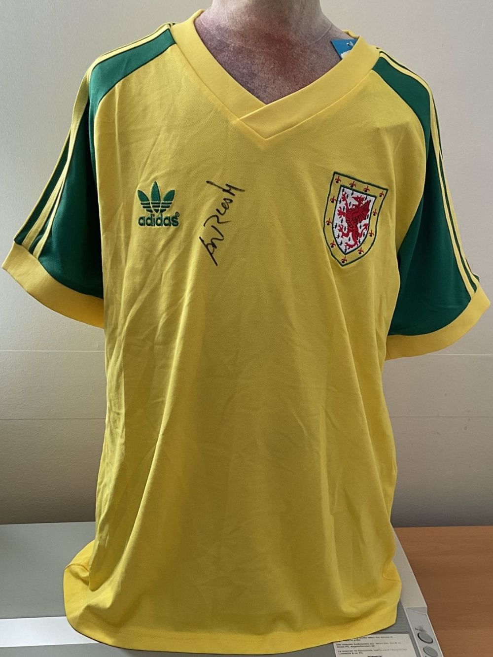 Lot 246: Football Ian Rush signed retro Adidas Wales replica...