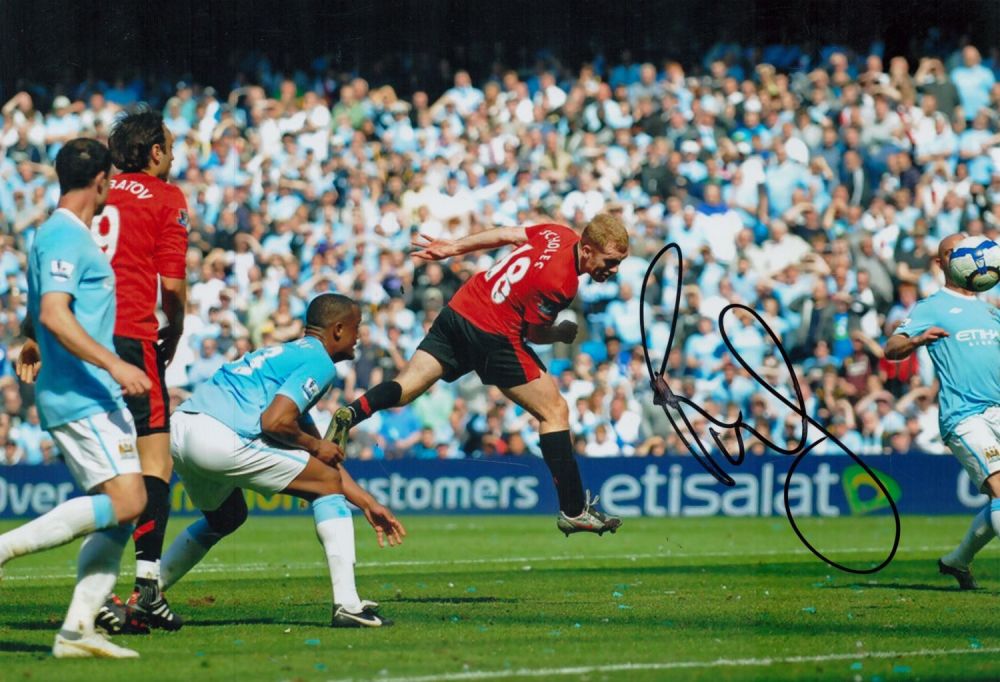 Lot 416: Football Paul Scholes signed 12x8 inch colour photo...