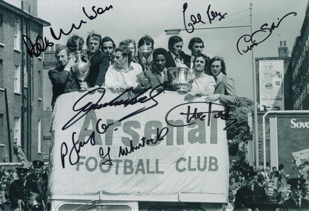 Lot 465: Football Arsenal Double Winners Legends multi signed 12x8...
