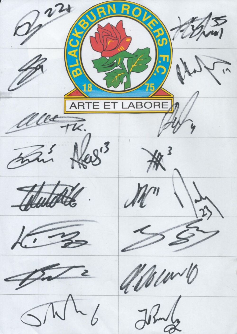 Lot 521: Football Blackburn Rovers multi signed 2022-2023 A4 team...