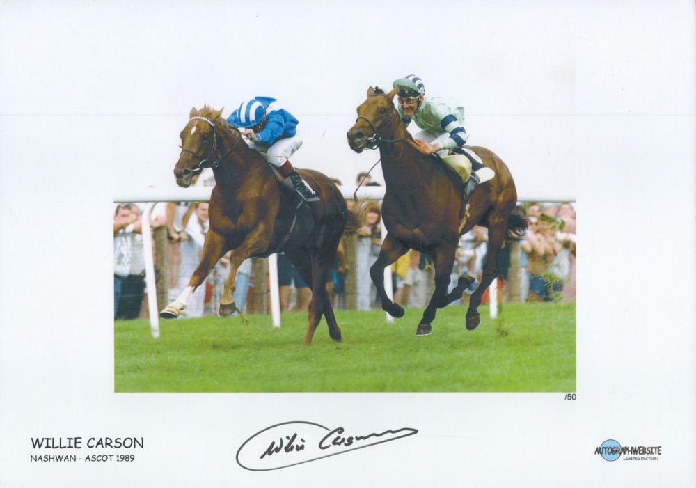 Lot 541: Horse Racing Willie Carson signed 16x12 Nashwan Ascot...
