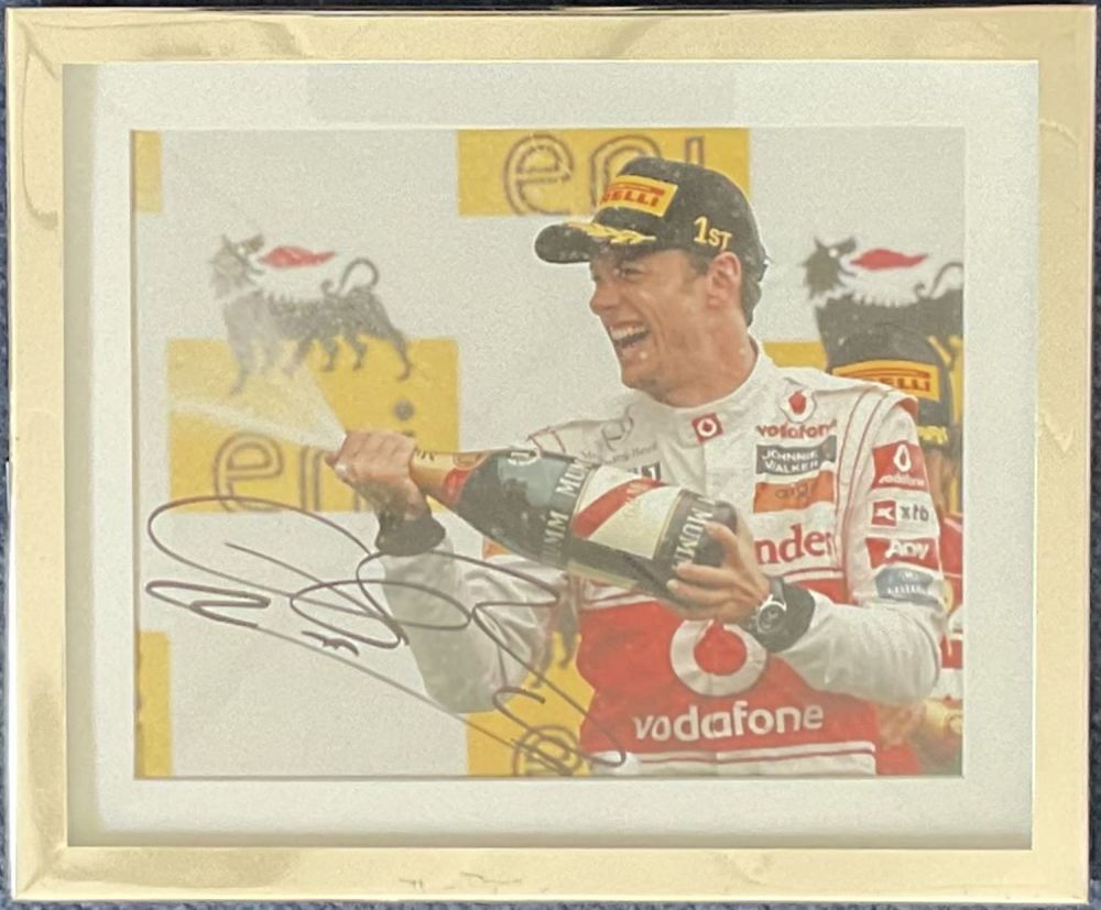 Lot 563: Motor Racing Jenson Button signed 12x10 overall mounted...