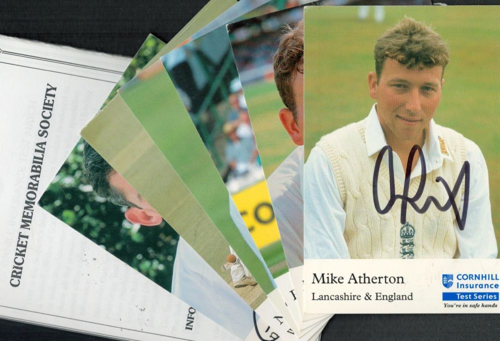 Lot 584: Cricket collection 7 signed 6x4 inch Cornhill Insurance...