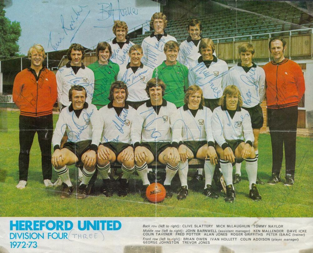 Lot 590: Football Hereford United 1972-73 multi signed 12x8 inch...