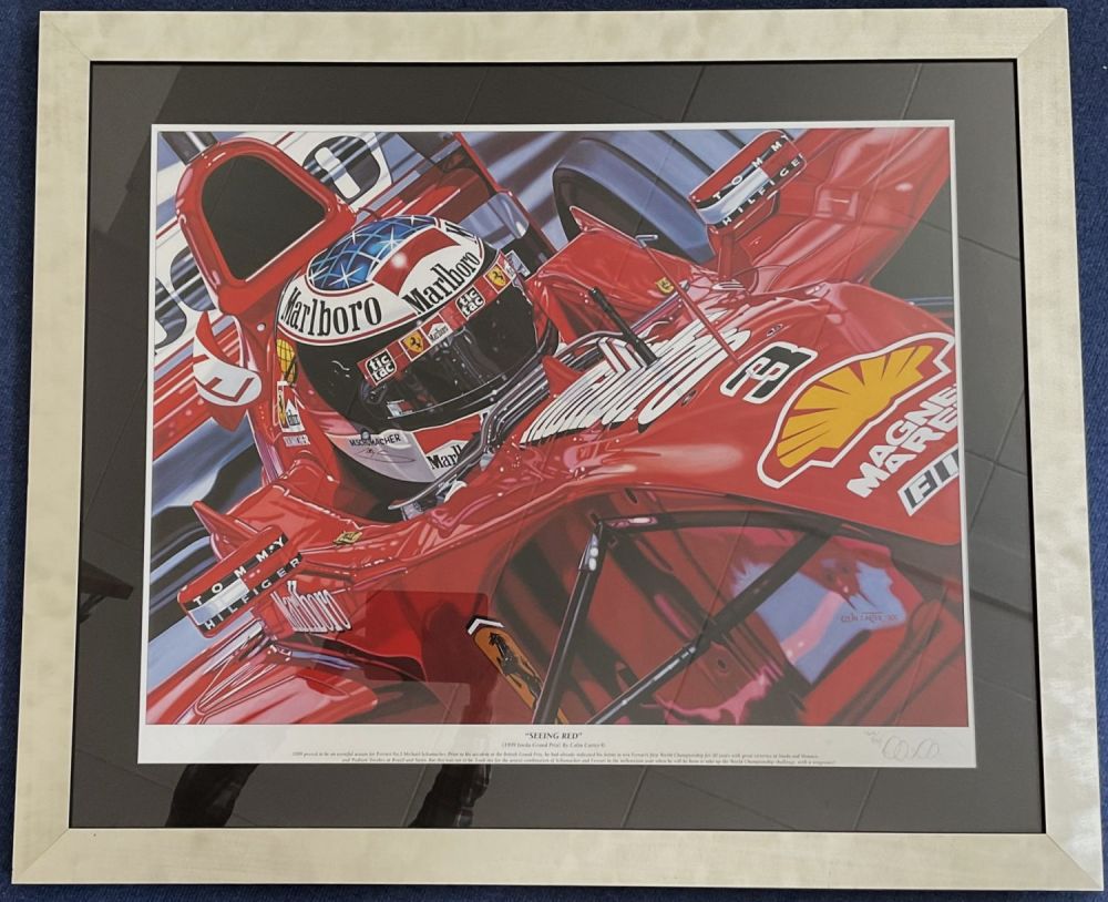 Lot 599: Motor Racing Michael Schumacher 42x35 framed and mounted...