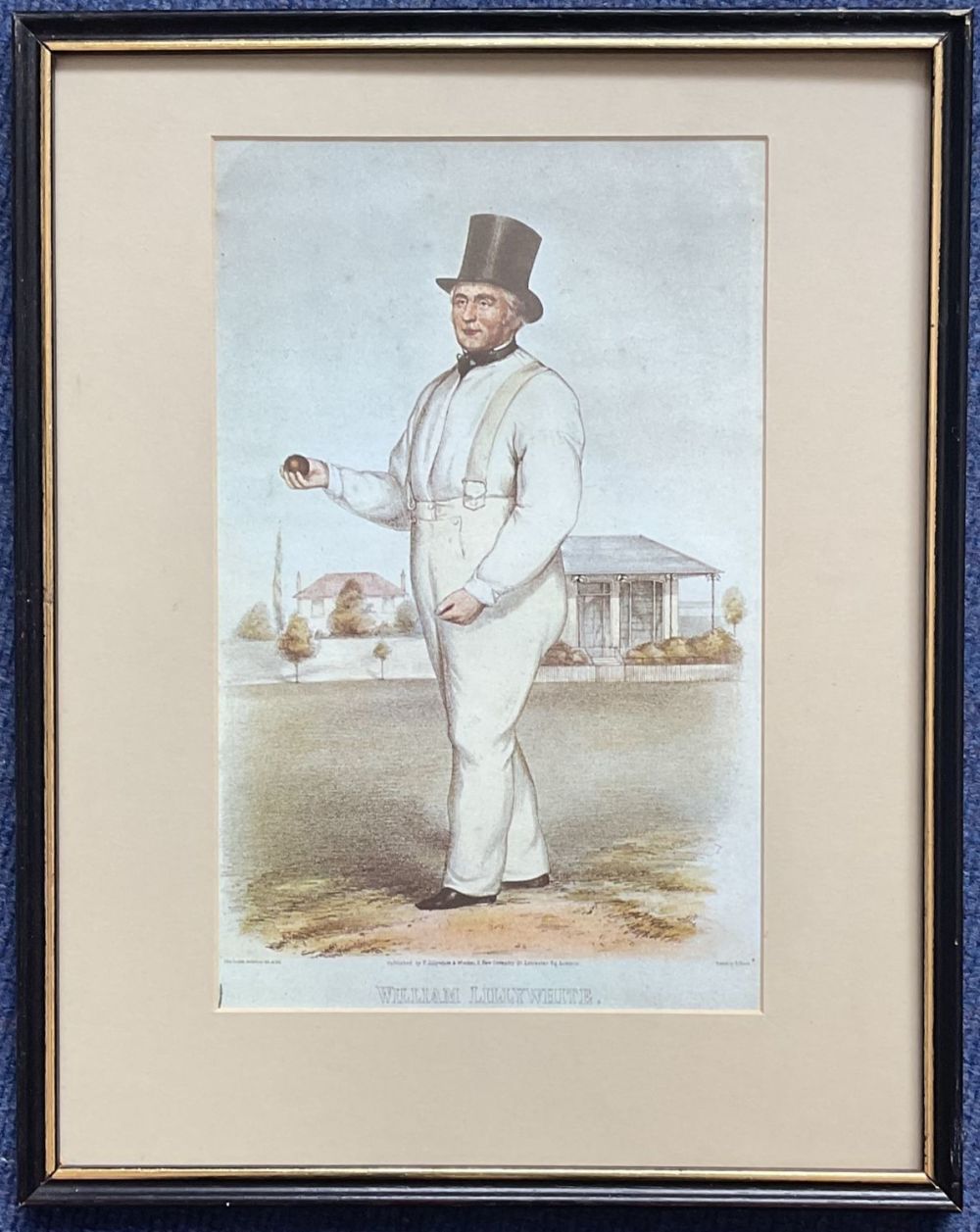 Lot 627: Cricket. Colour Reproduction Print Titled William Lillywhite. Housed...