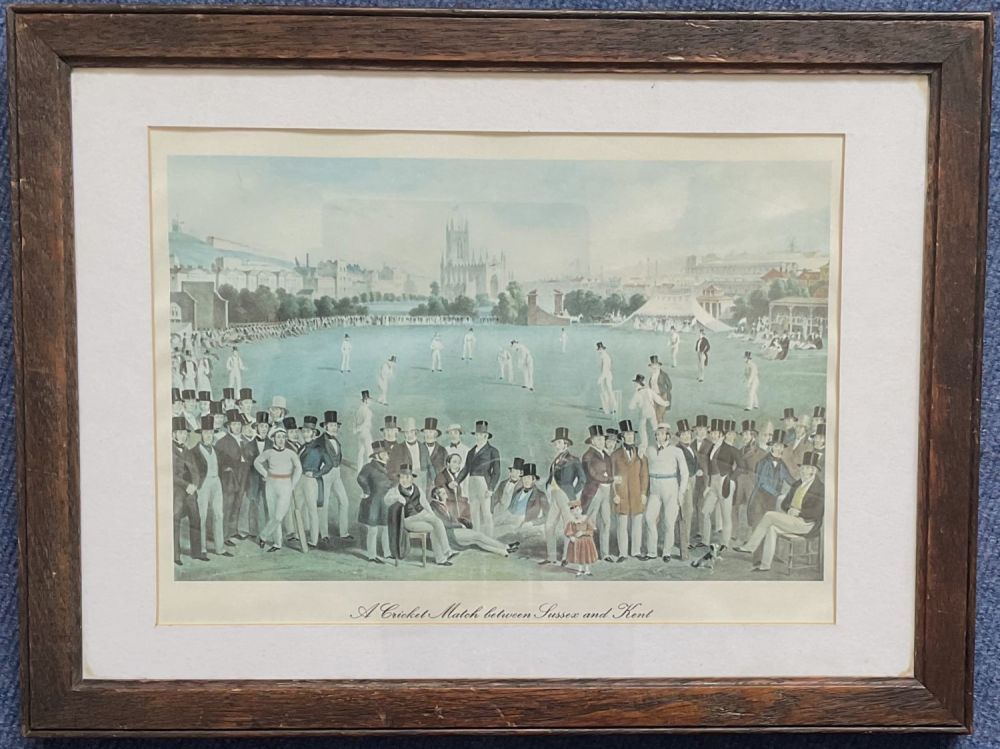 Lot 633: Cricket. Colour Print Titled A Cricket Match Between...