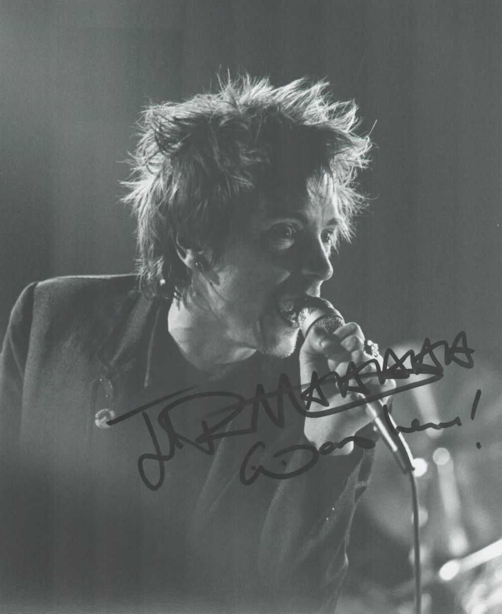 Lot 382: Mike Joyce signed 12x8inch black and white photo....