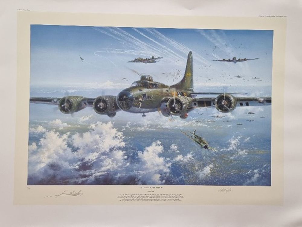 Lot 60: WW2 Colour Print Titled The Belle Under Attack...