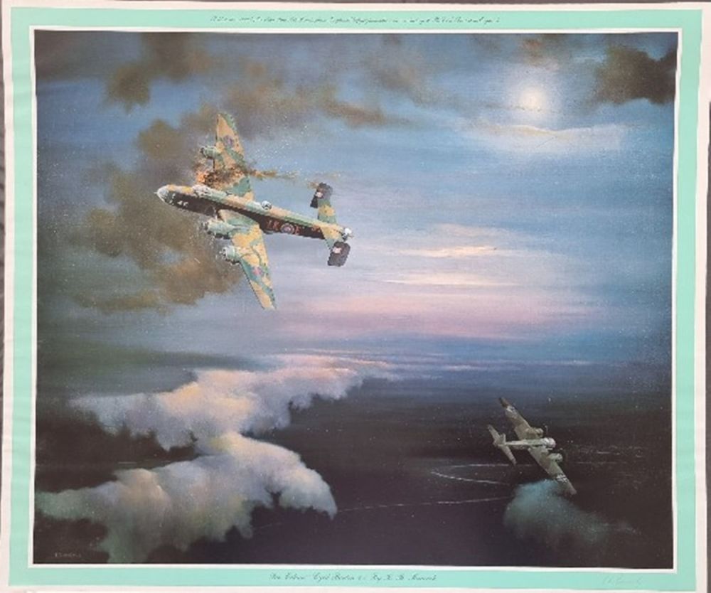 Lot 85: WW2 Colour Print Titled For Valour Cyril Barton...
