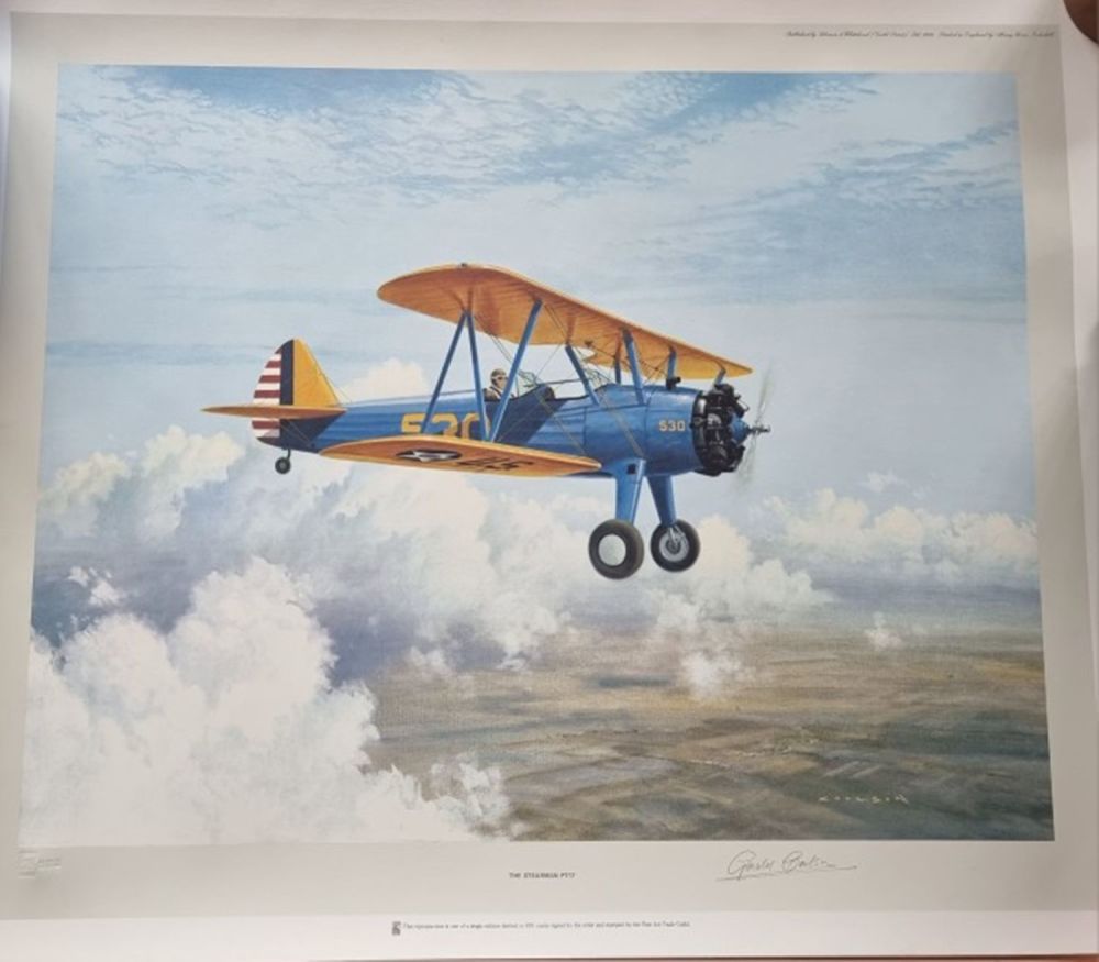 Lot 103: WW2 Colour Print Titled The Sterman PT17 by...