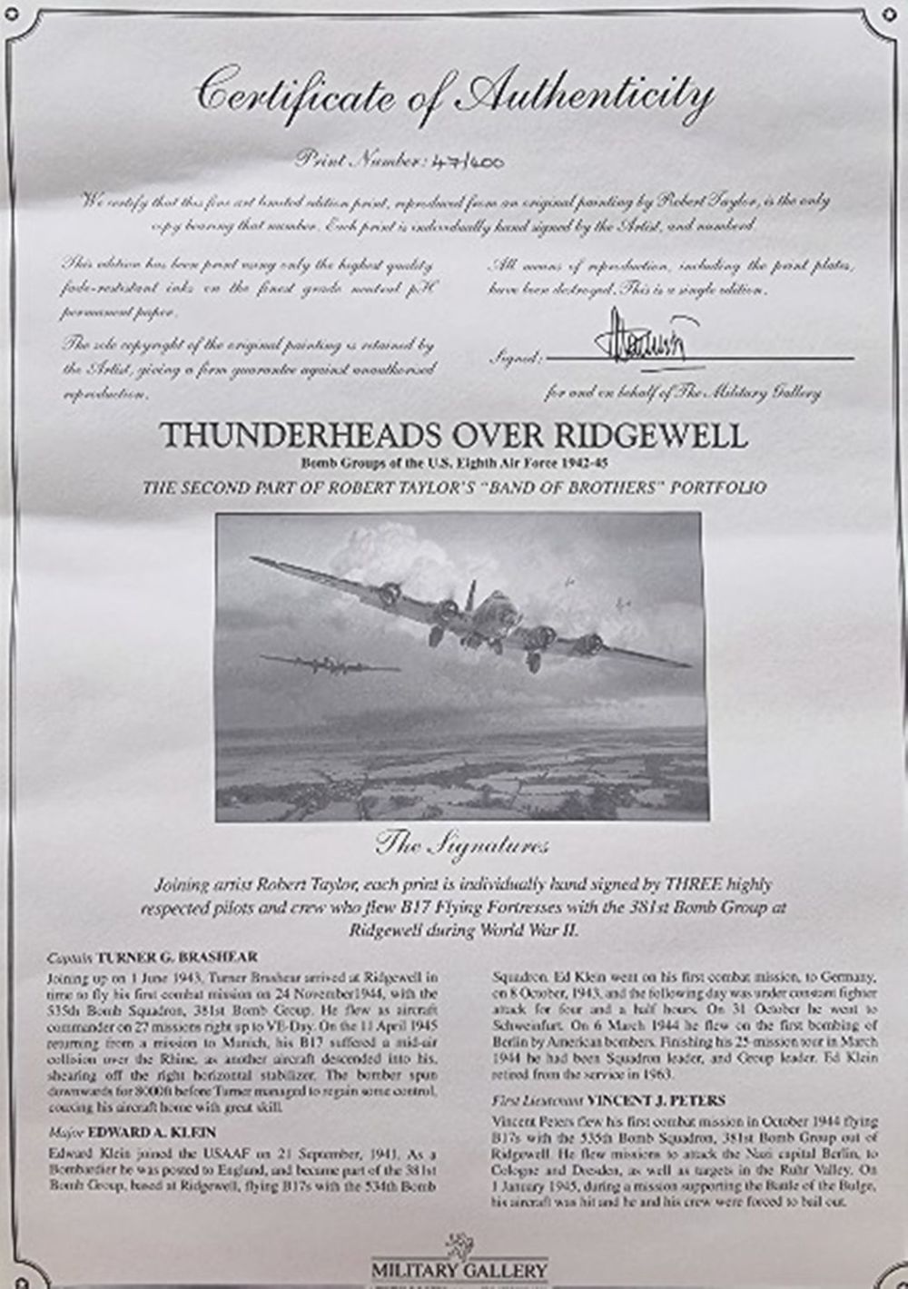 Lot 120: WW2 Colour Print Titled Thunderheads Over Ridgwell by...
