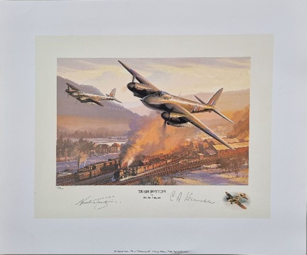 Lot 155: WW2 Colour Print Titled Train Busters by Nicolas...
