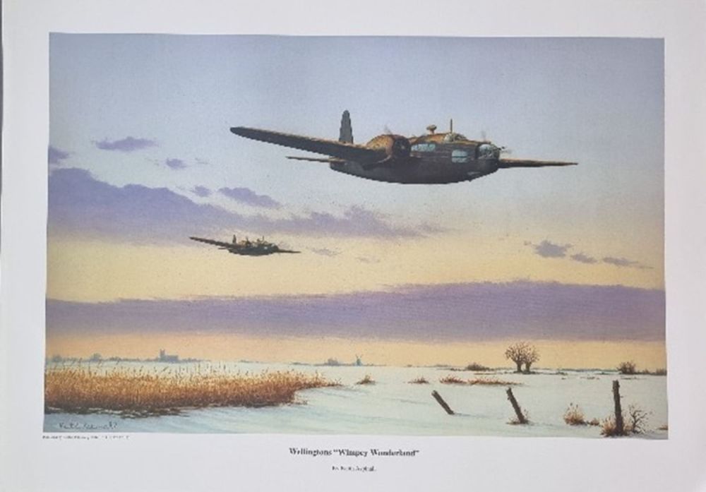 Lot 190: WW2 Colour Print Titled Wellingtons Whimpey Wonderland by...