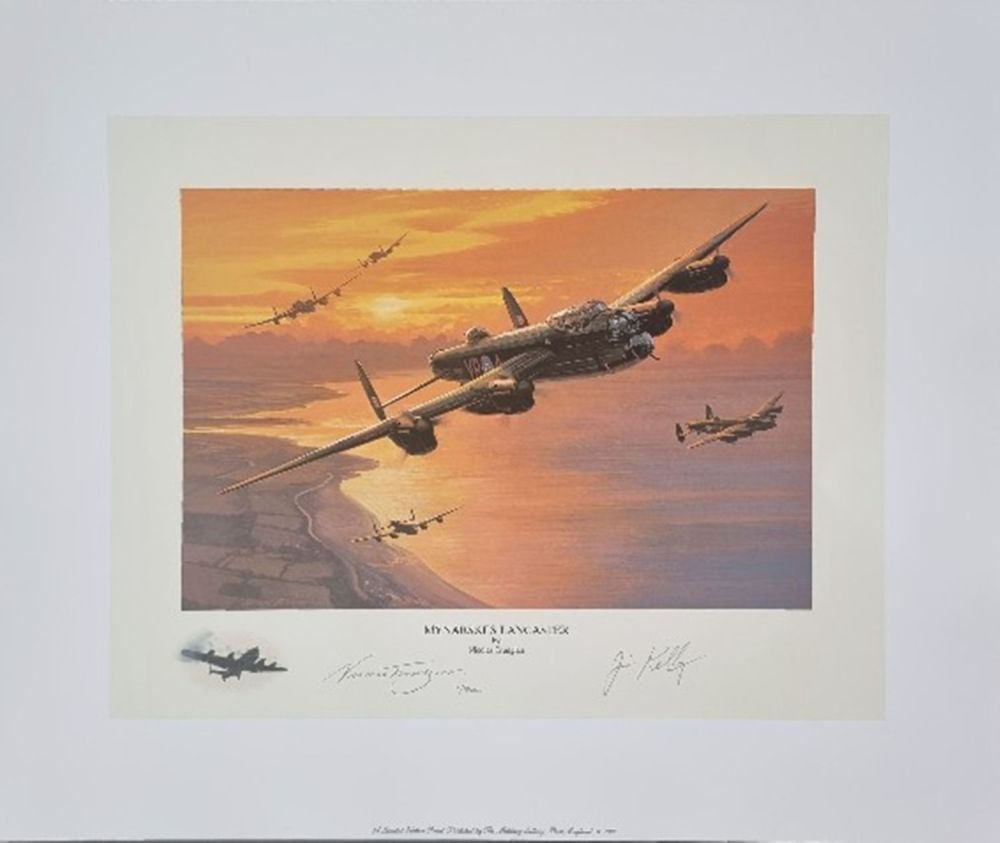 Lot 205: WW2 Colour Print Titled Mynarski`s Lancaster by Nicolas...