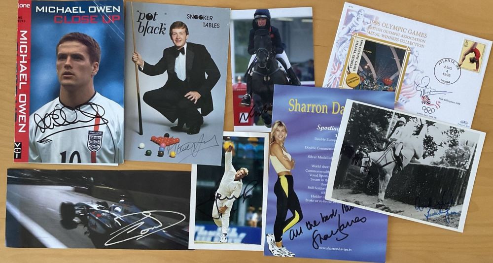 Lot 17: Sporting signed collection of 8 signed images, flyers...