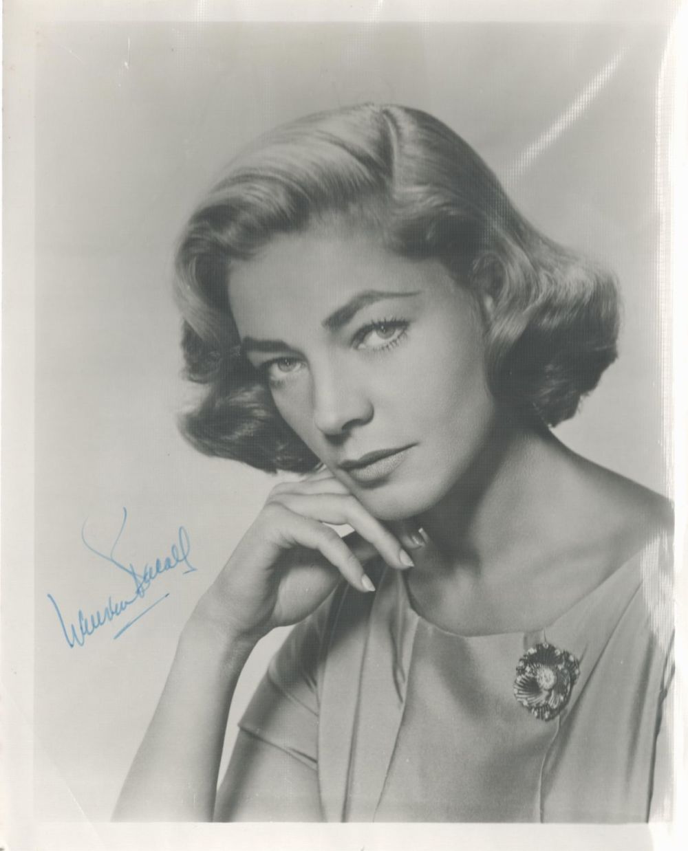 Lot 61: Lauren Bacall signed 10x8 inch black and white...