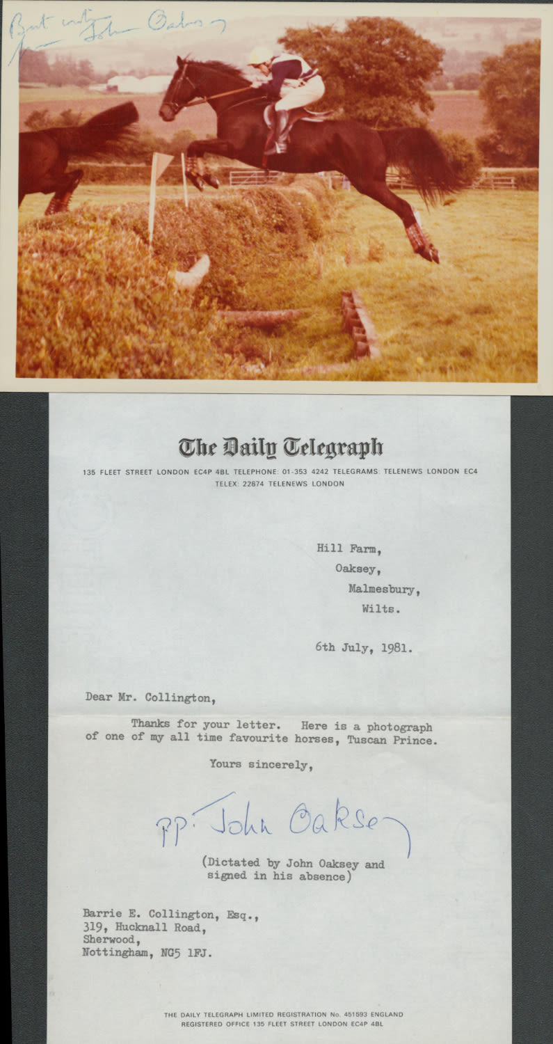 Lot 110: John Oaksey signed 7x5 inch colour photo pictured...