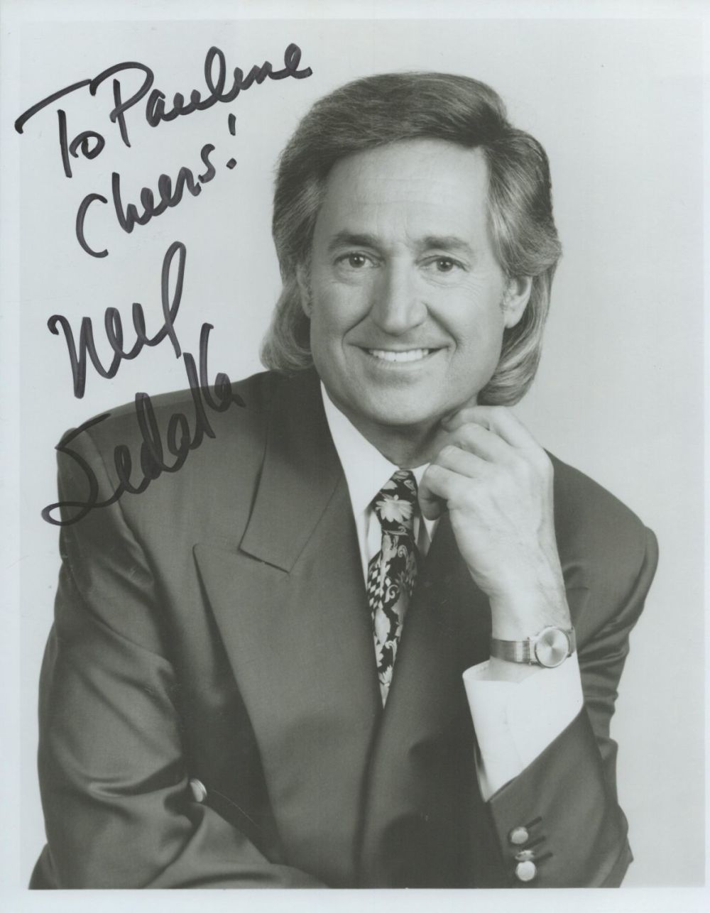 Lot 126: Neil Sedaka signed 10x8 inch vintage black and...
