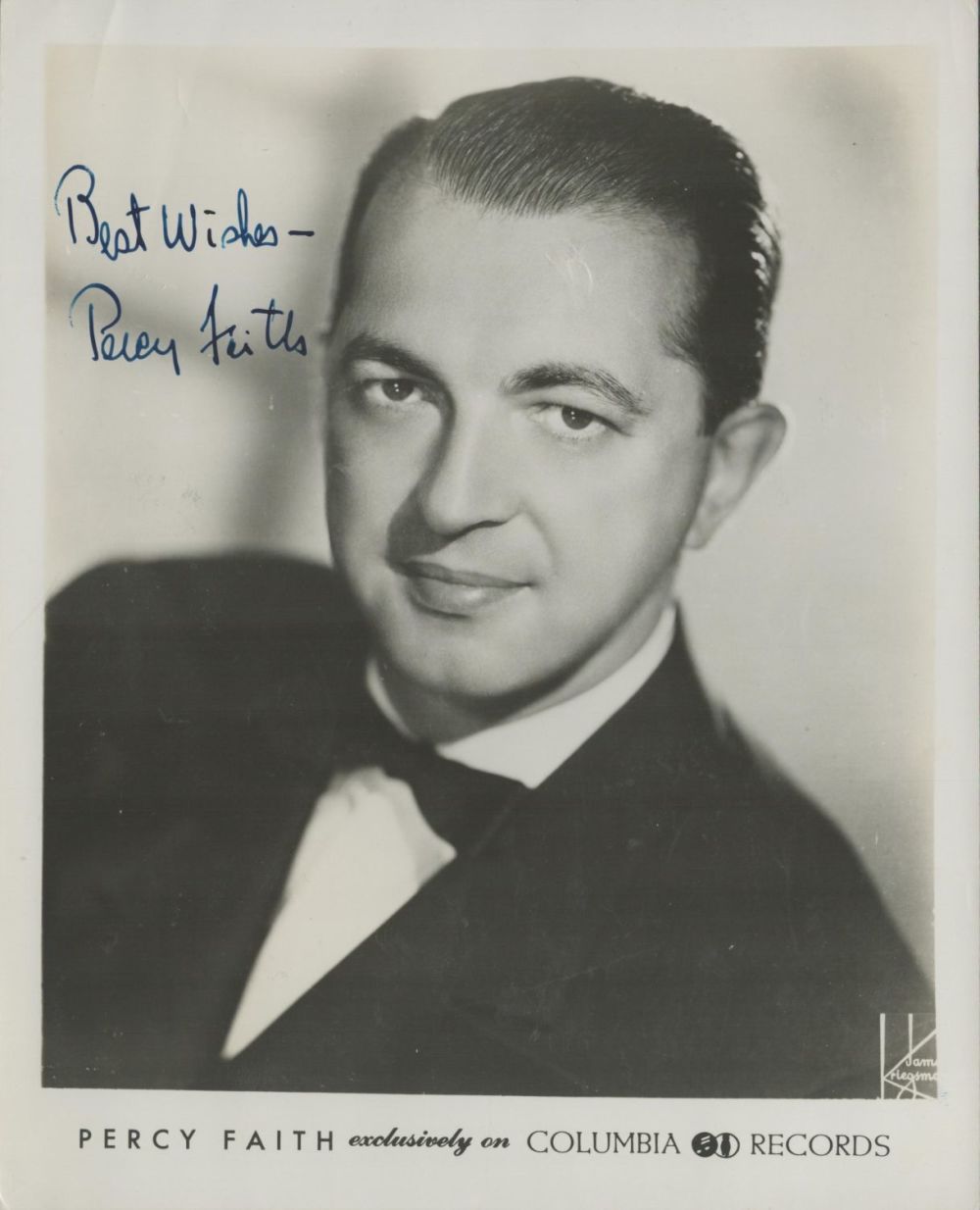 Lot 127: Percy Faith signed 10c8 inch black and white...