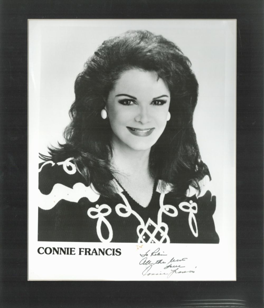 Lot 142: Connie Francis signed 12x10 inch overall mounted black...