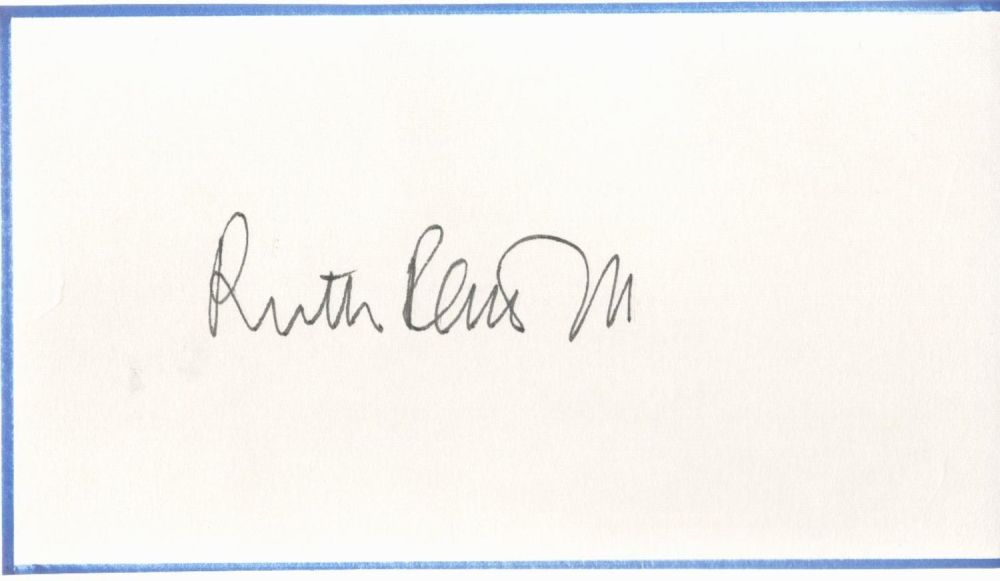 Lot 198: Ruth Rendell signed 5x3 album page. Good condition....
