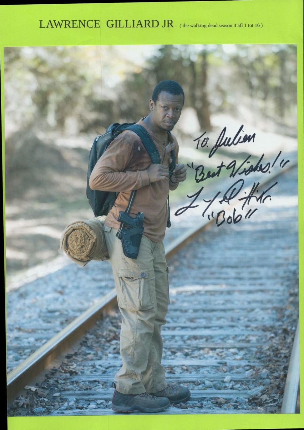 Lot 255: Lawrence Gillard Jr (walking dead) signed 10 x...