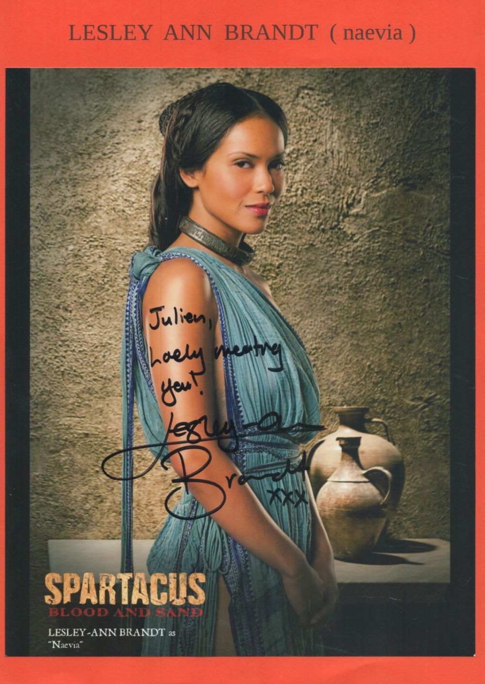 Lot 258: Lesley Ann Brandt (naevia in Spartacus) signed 10...