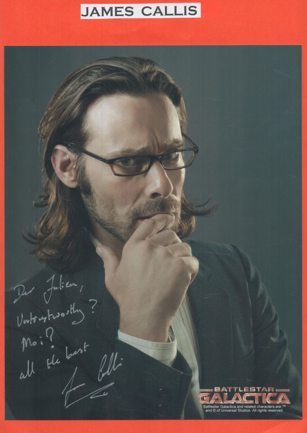 Lot 289: James Callis and Nicki Clyne signed separate 10...