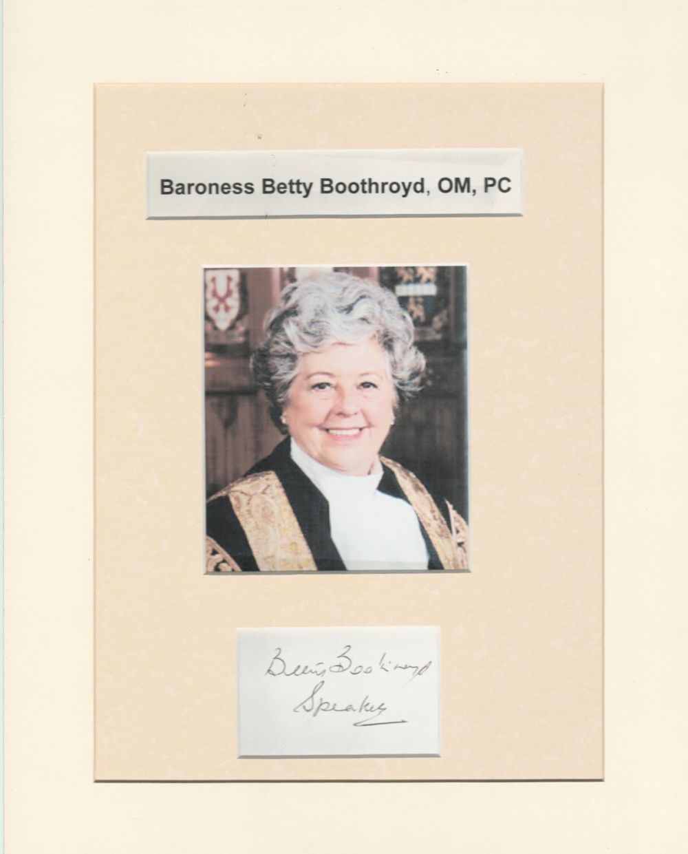 Lot 301: Betty Boothroyd (1929-2023) Speaker Of The House Of...