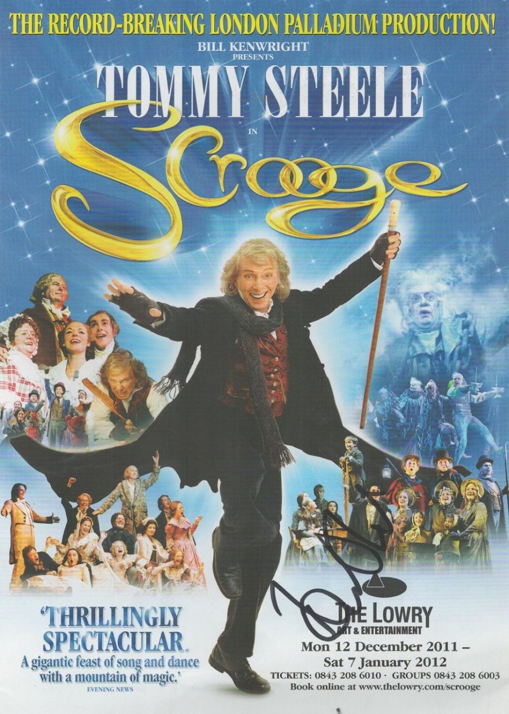 Lot 324: Tommy Steele Singer Signed Scrooge Flyer. Good condition....