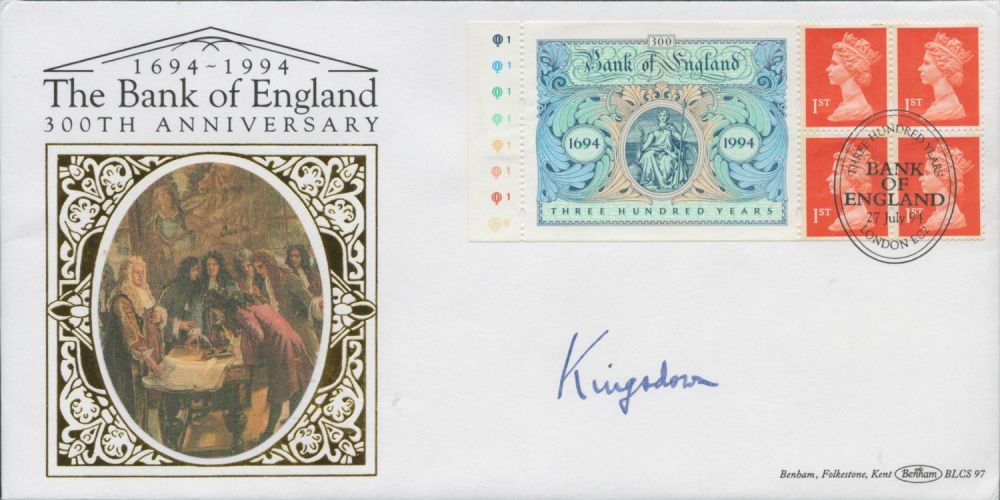 Lot 470: Kingsdown signed Bank of England FDC. 27/7/94 London...